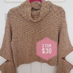 NWOT 36.5 Zipper Embellished Cowl Neck Sweater